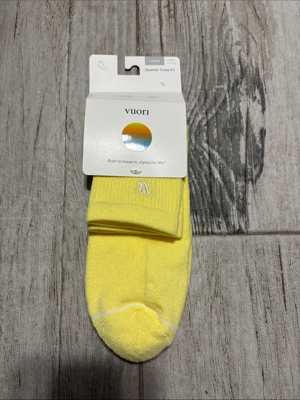 Vuori Yellow Quarter Crew Socks